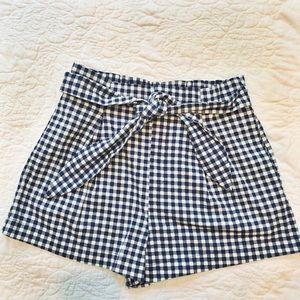 Zara High-Waisted Shorts with Tie, Size Small